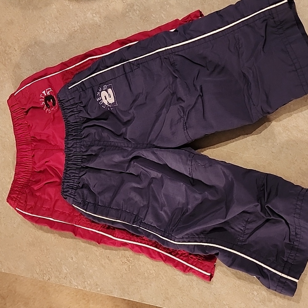 PLACE Set of Two Boys Athletic Pants Navy & Maroon Size 12 months